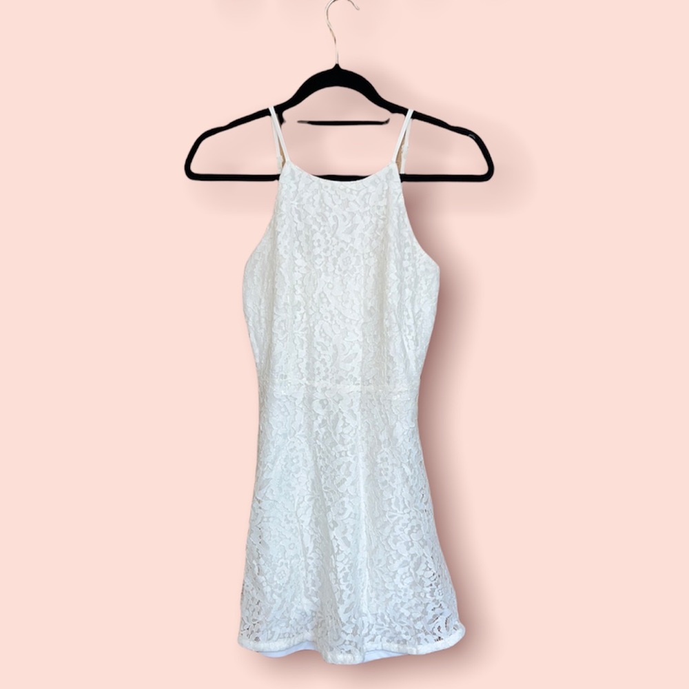 Bleuh Ciel White Lace/Eyelet mini Skater Dress